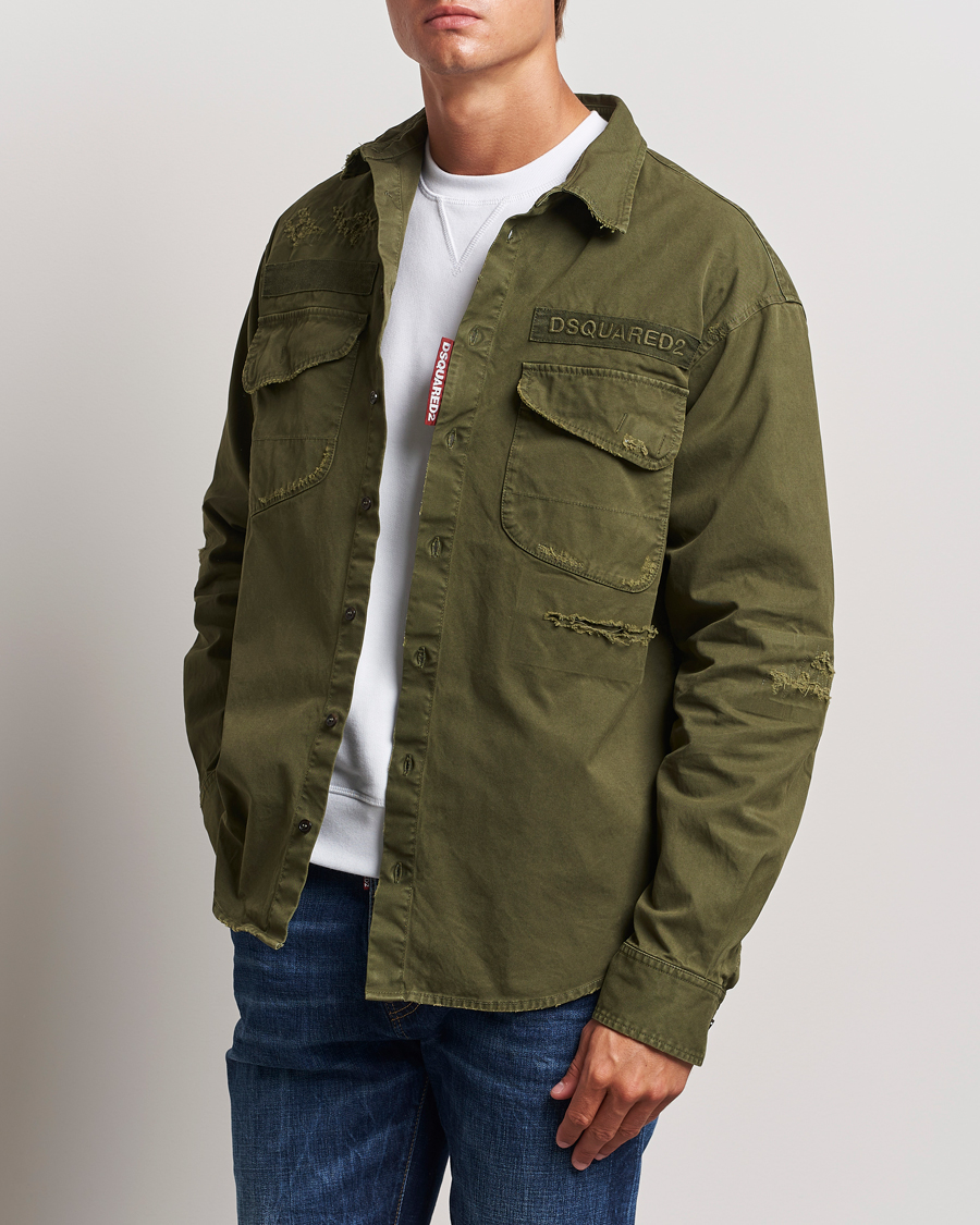 Hombres | Camisas | Dsquared2 | Garment Dyed Ranger Shirt Army Green
