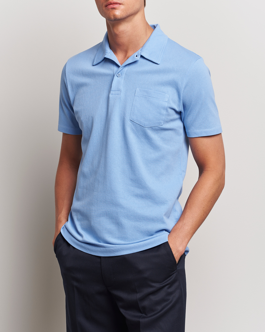 Hombres | Polos | Sunspel | Riviera Polo Shirt Cool Blue