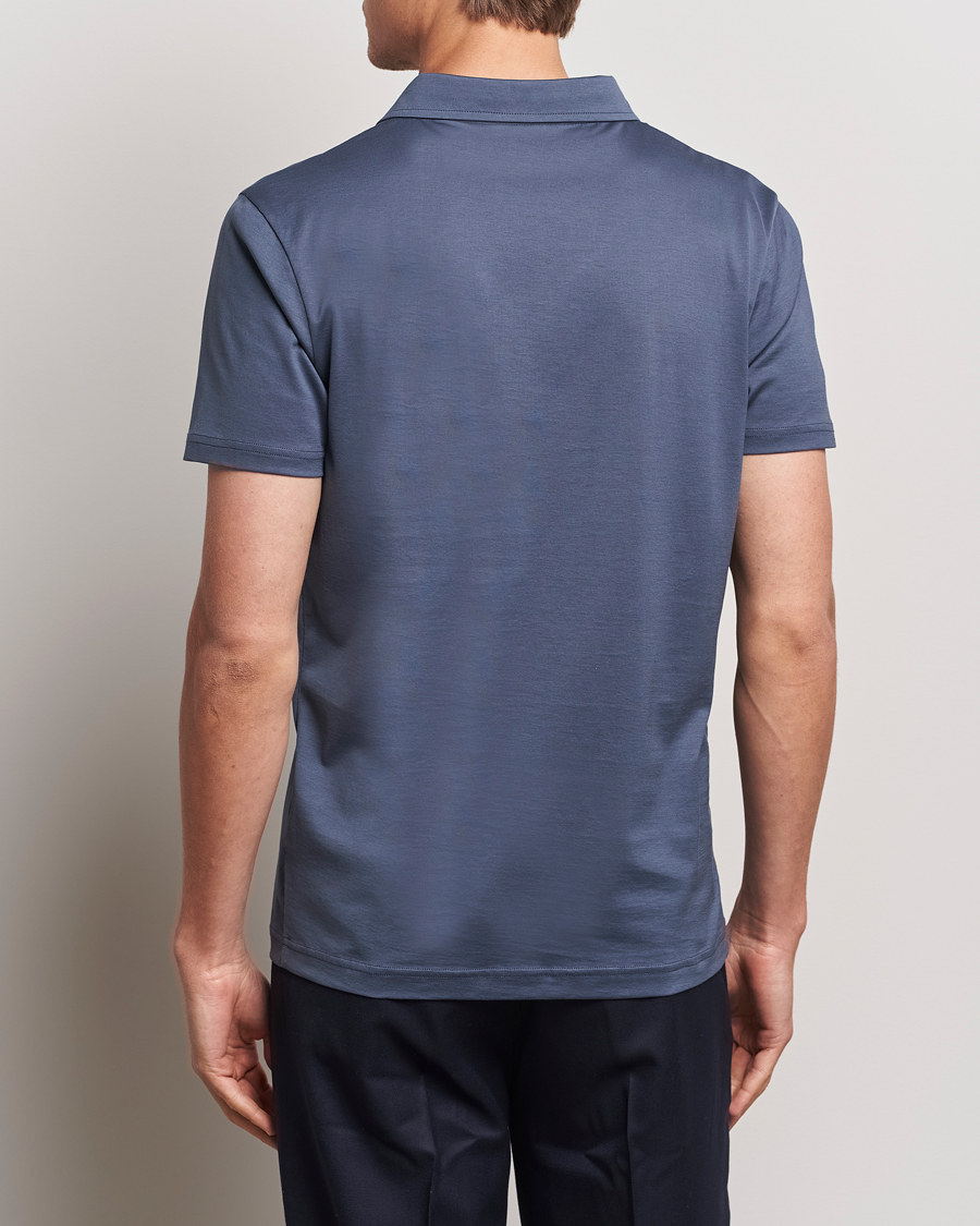 Hombres | Polos | Sunspel | Cotton Jersey Polo Slate Blue