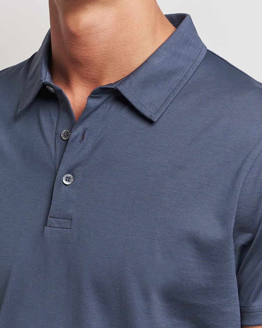 Hombres | Polos | Sunspel | Cotton Jersey Polo Slate Blue