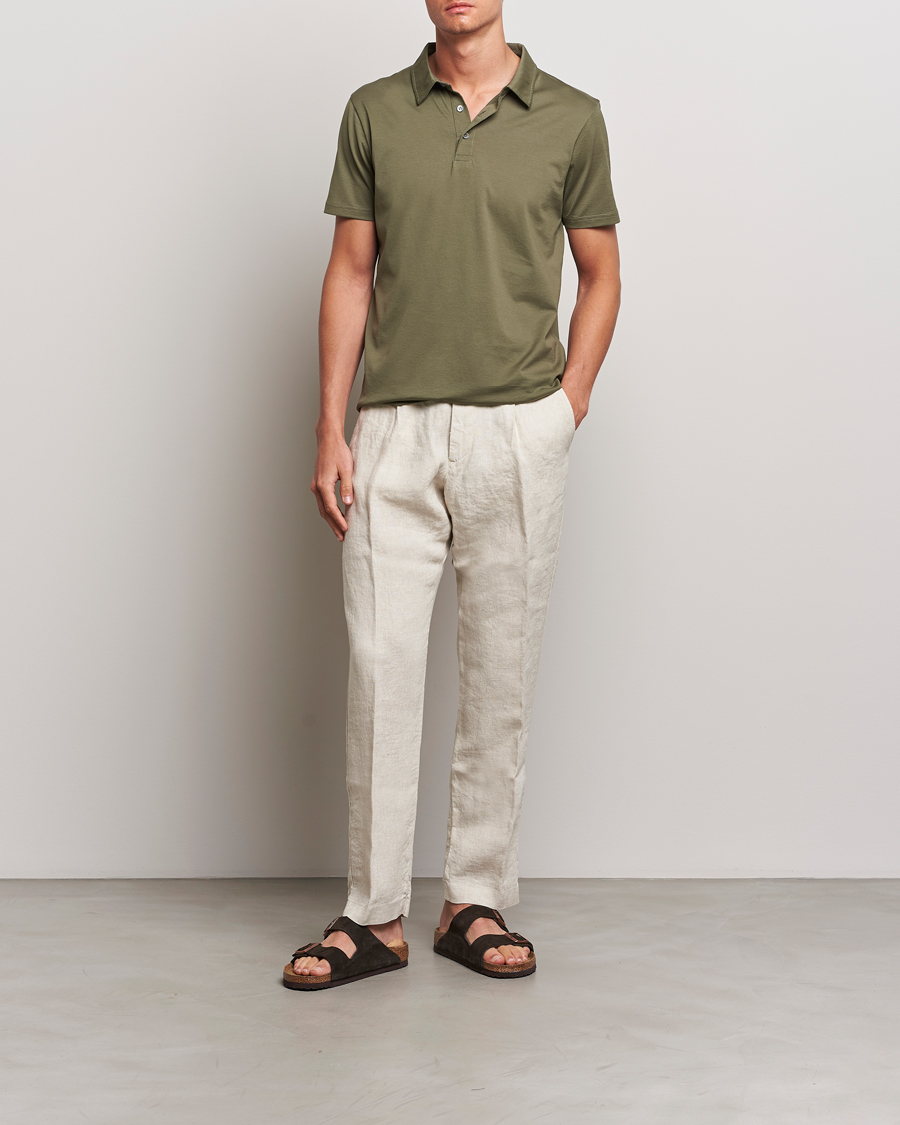 Hombres | Polos | Sunspel | Cotton Jersey Polo Khaki