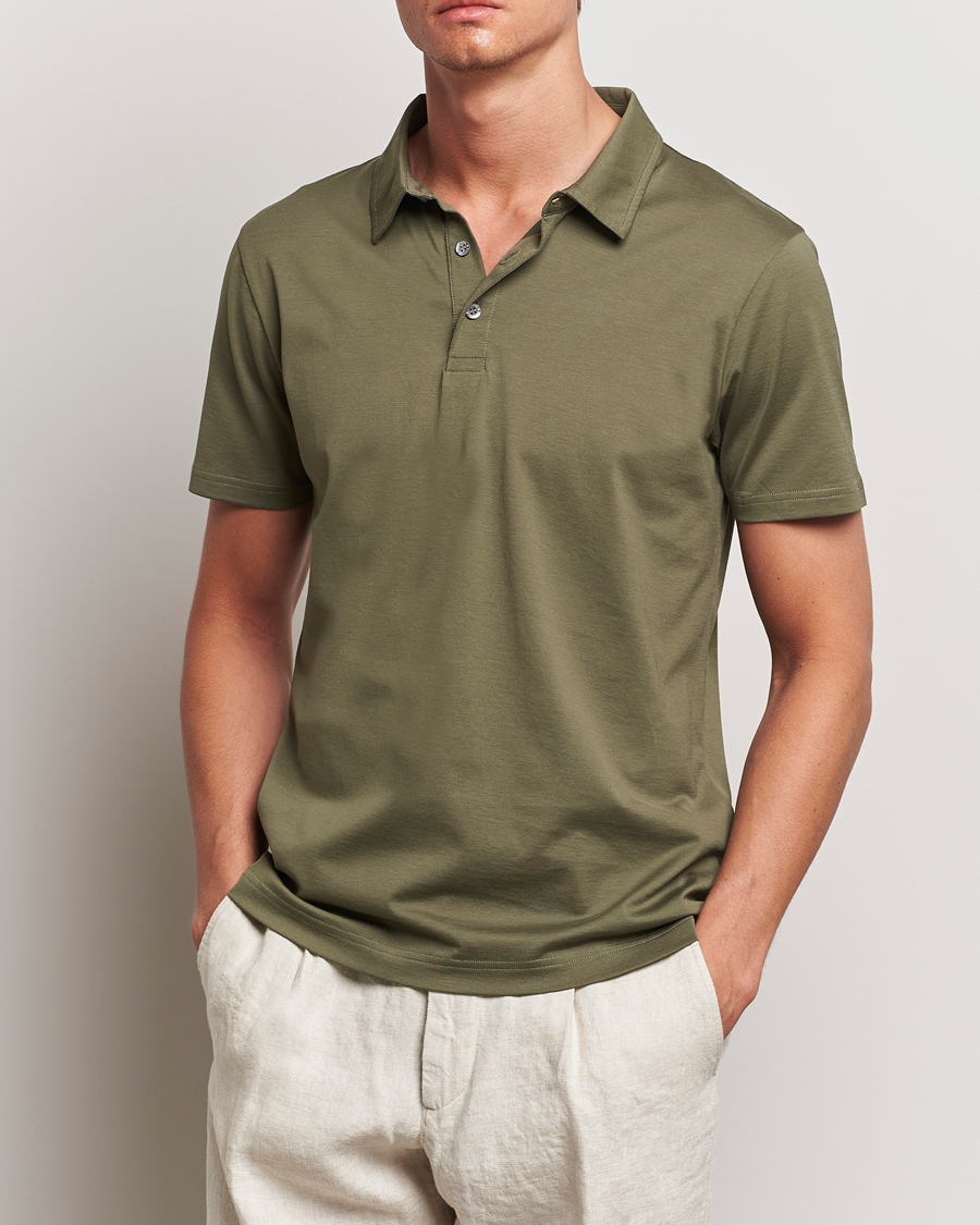 Hombres | Polos | Sunspel | Cotton Jersey Polo Khaki