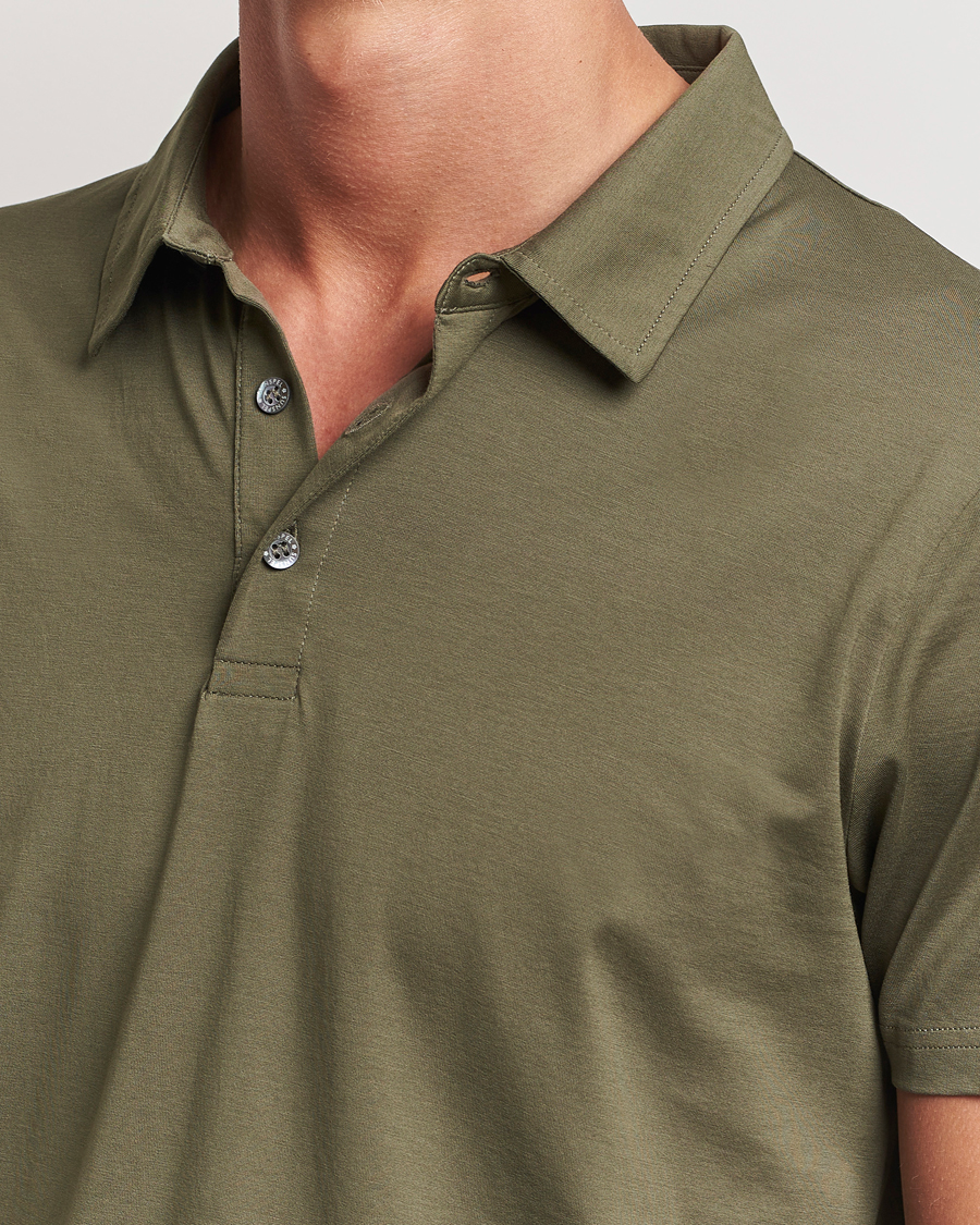 Hombres | Polos | Sunspel | Cotton Jersey Polo Khaki