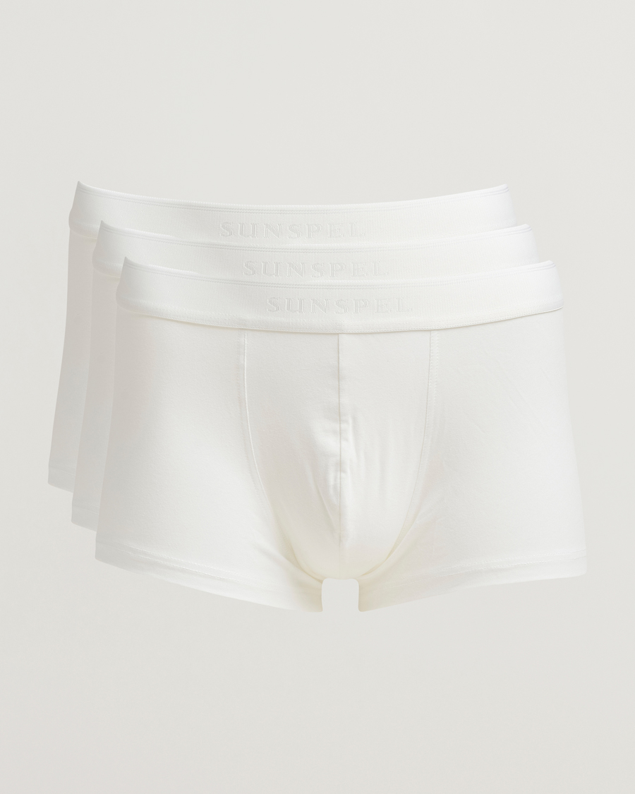 Hombres | Ropa interior y calcetines | Sunspel | 3-Pack Cotton Stretch Trunk White