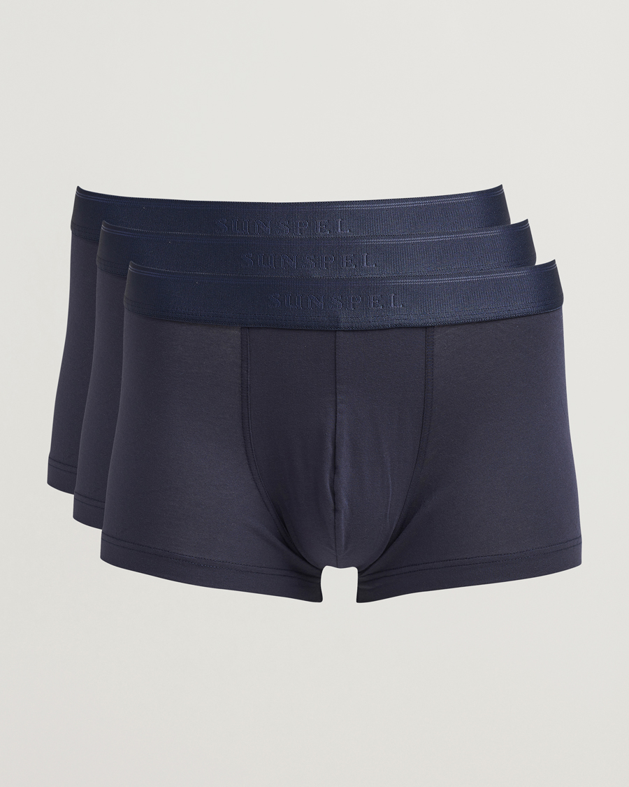 Hombres | Ropa interior y calcetines | Sunspel | 3-Pack Cotton Stretch Trunk Navy