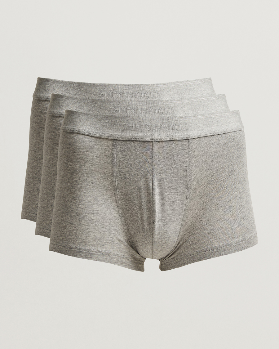 Hombres | Ropa interior y calcetines | Sunspel | 3-Pack Cotton Stretch Trunk Grey