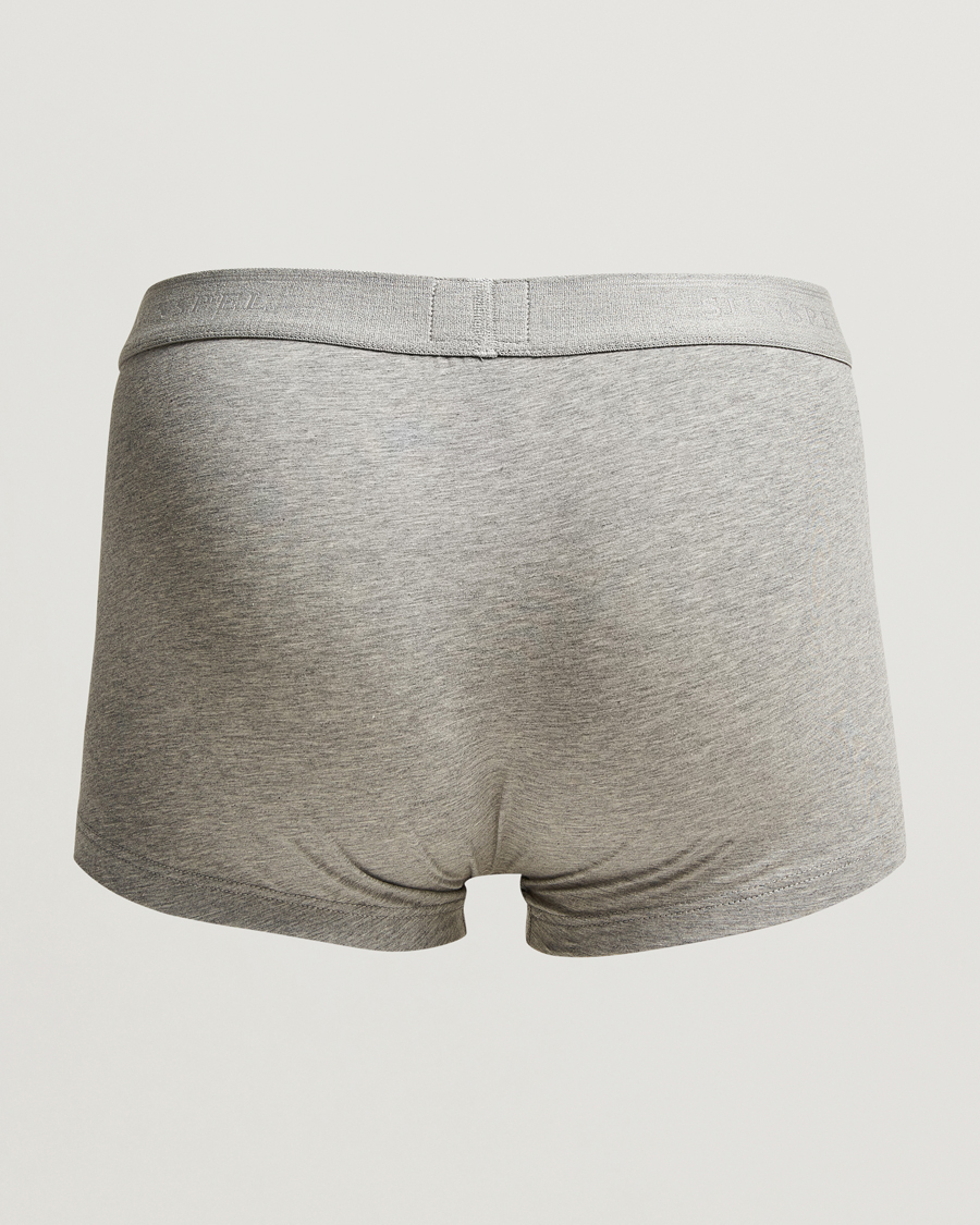 Hombres | Bañadores | Sunspel | 3-Pack Cotton Stretch Trunk Grey