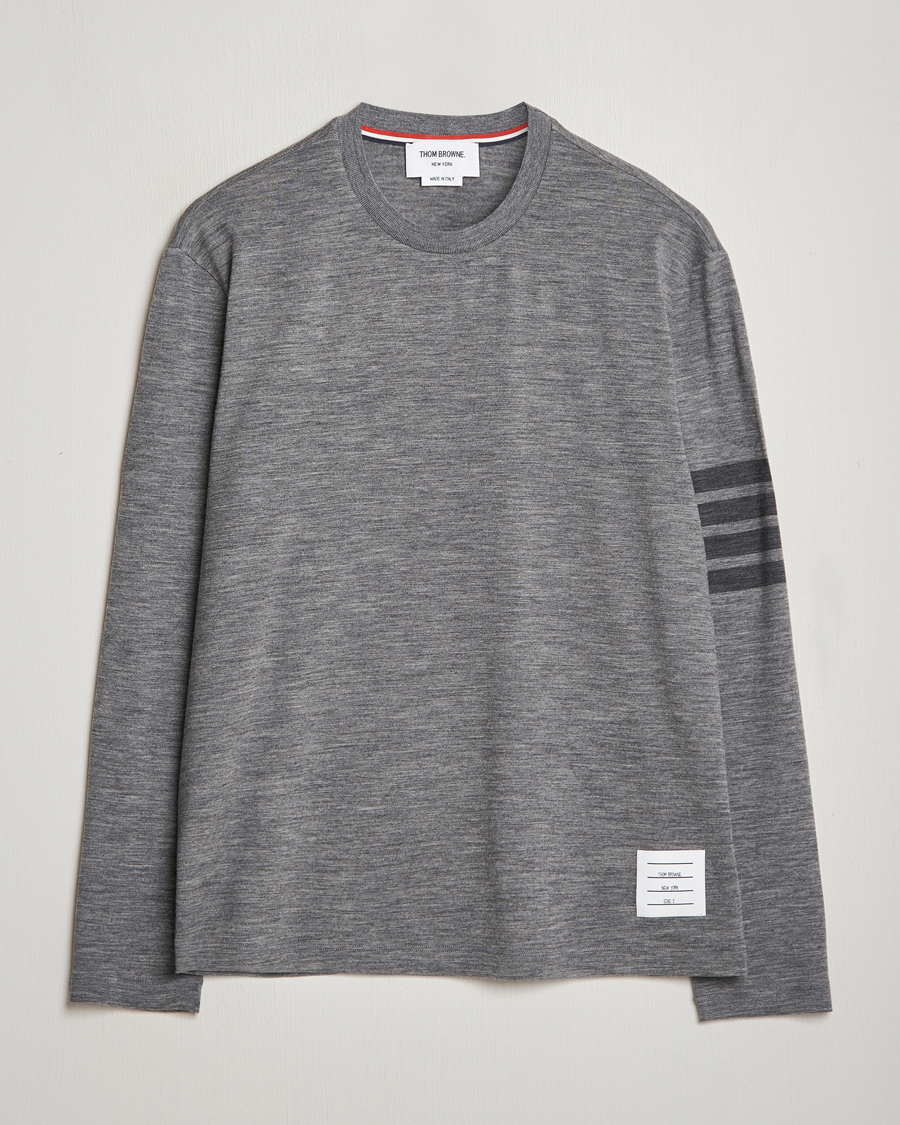 Hombres | Camisetas | Thom Browne | Long Sleeve Wool Jersey T-Shirt Medium Grey