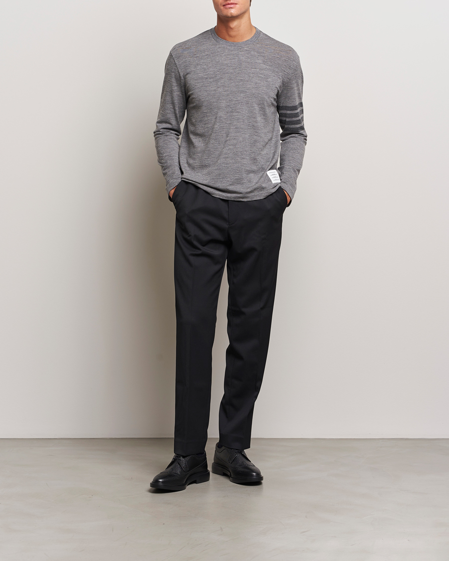 Hombres | Camisetas | Thom Browne | Long Sleeve Wool Jersey T-Shirt Medium Grey