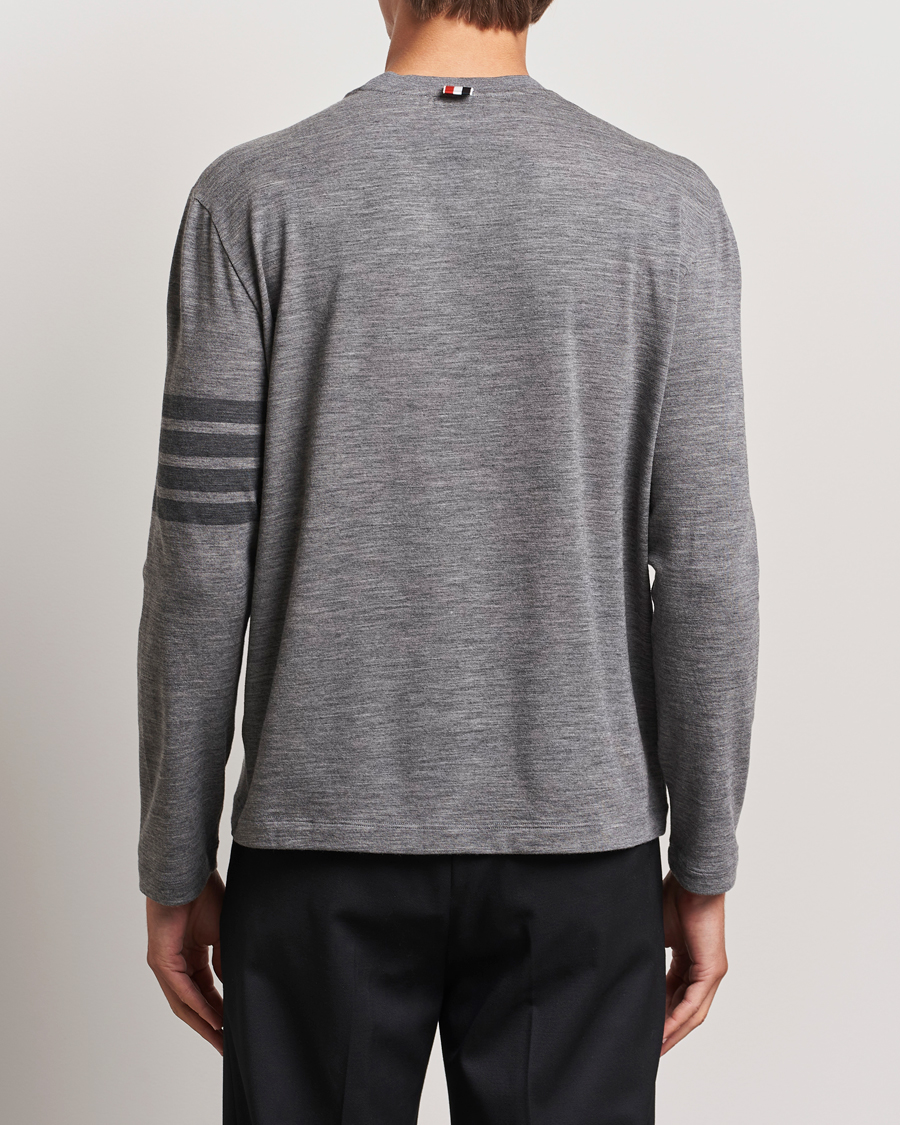 Hombres | Camisetas | Thom Browne | Long Sleeve Wool Jersey T-Shirt Medium Grey