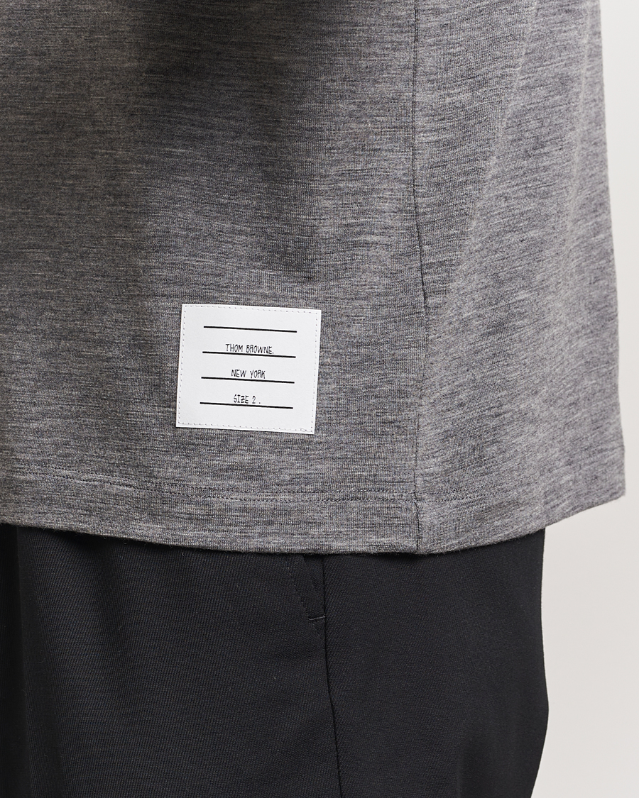 Hombres | Camisetas | Thom Browne | Long Sleeve Wool Jersey T-Shirt Medium Grey