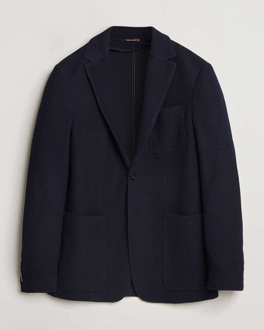 Hombres | Blazers | Canali | Structured Wool Jersey Blazer Navy