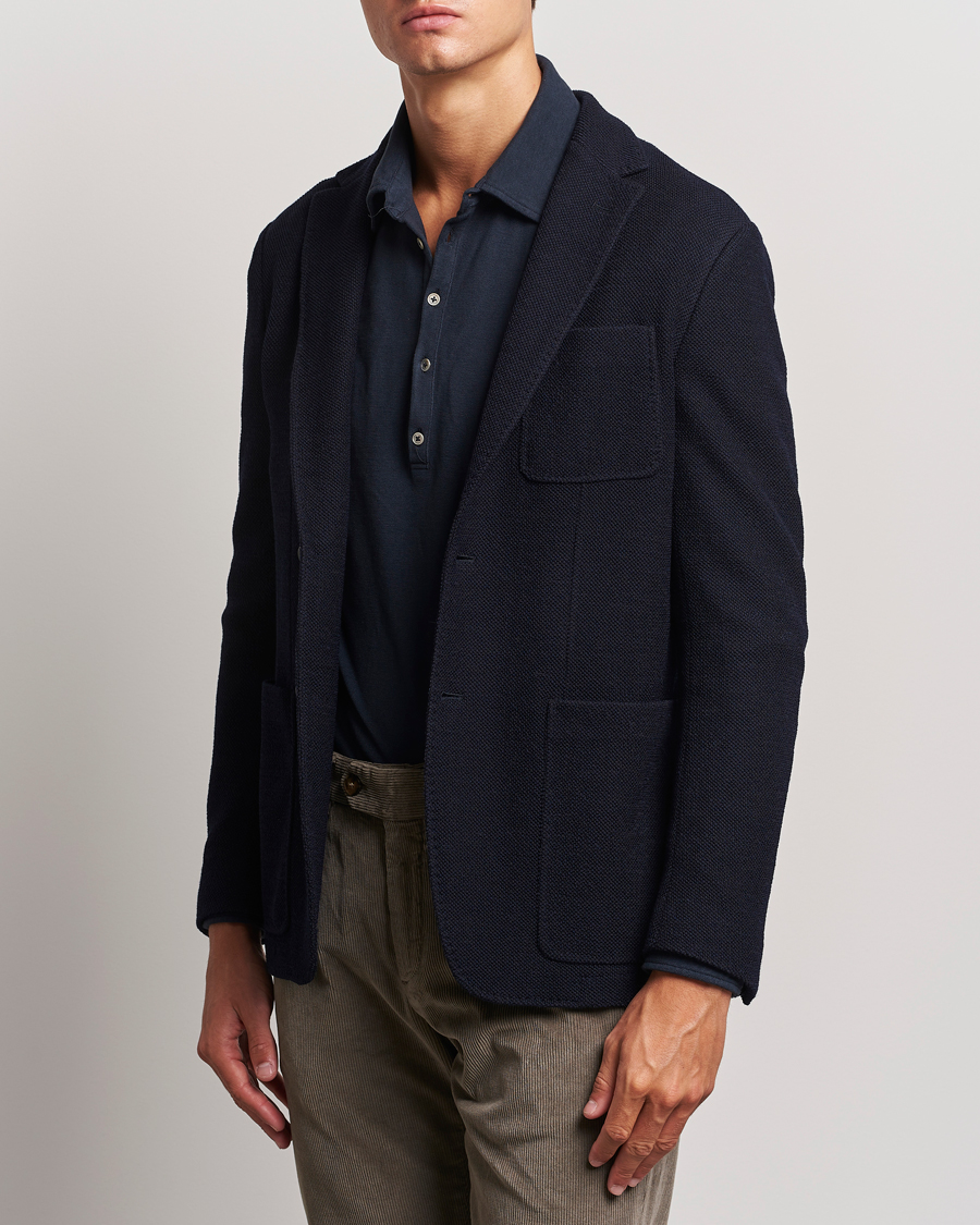 Hombres | Blazers | Canali | Structured Wool Jersey Blazer Navy