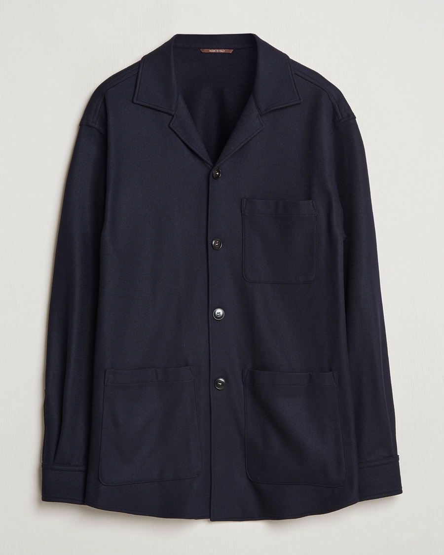 Hombres | Abrigos y chaquetas | Canali | Wool Shirt Jacket Navy