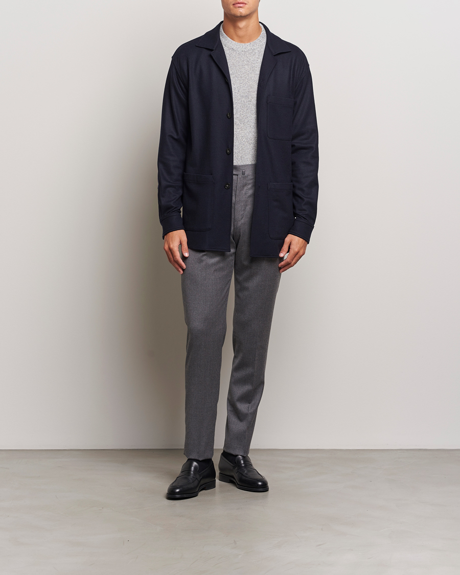 Hombres | Abrigos y chaquetas | Canali | Wool Shirt Jacket Navy