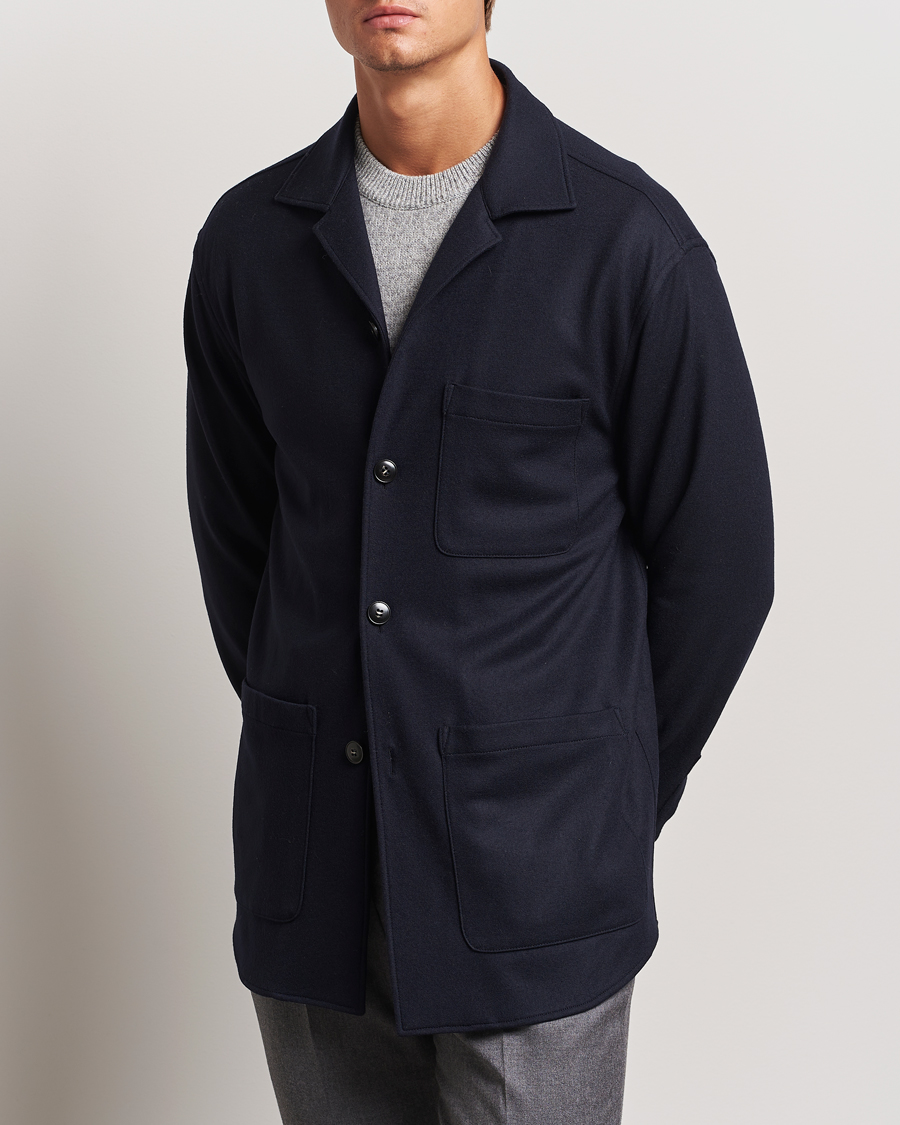 Hombres | Abrigos y chaquetas | Canali | Wool Shirt Jacket Navy