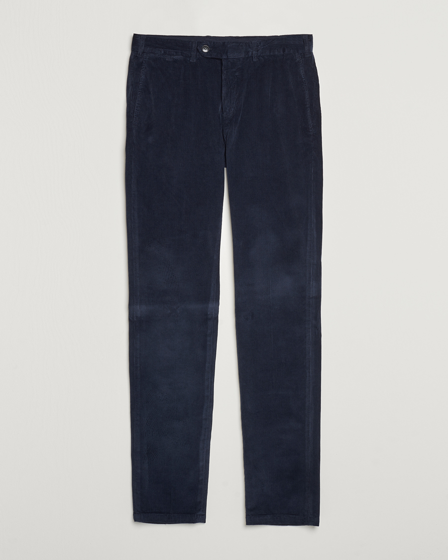Hombres | Pantalones | Canali | Slim Fit Corduroy Trousers Navy