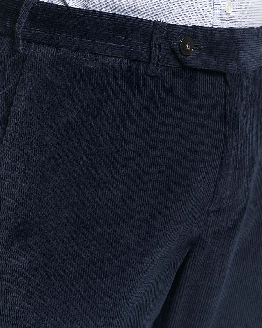 Hombres | Pantalones | Canali | Slim Fit Corduroy Trousers Navy