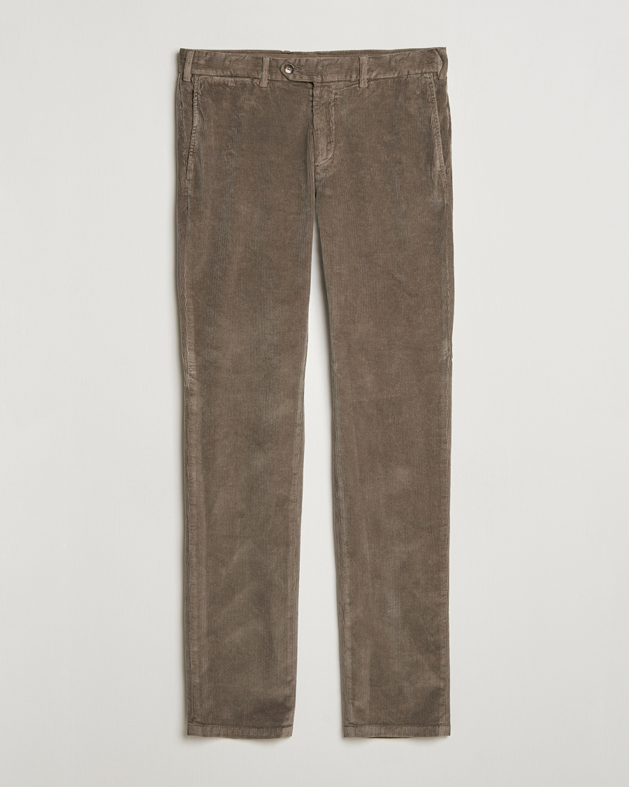 Hombres | Pantalones | Canali | Slim Fit Corduroy Trousers Taupe