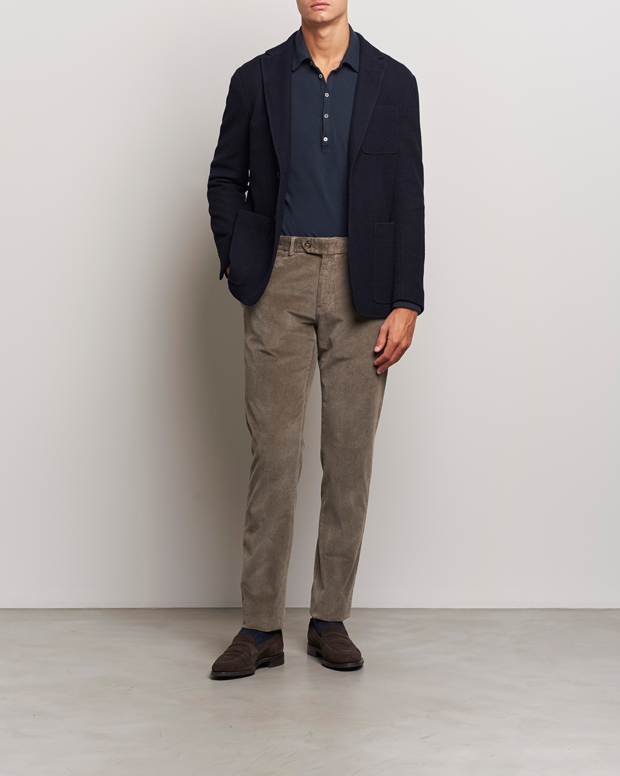 Hombres | Pantalones | Canali | Slim Fit Corduroy Trousers Taupe
