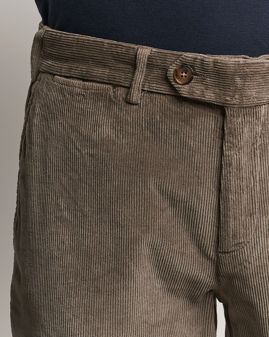 Hombres | Pantalones | Canali | Slim Fit Corduroy Trousers Taupe