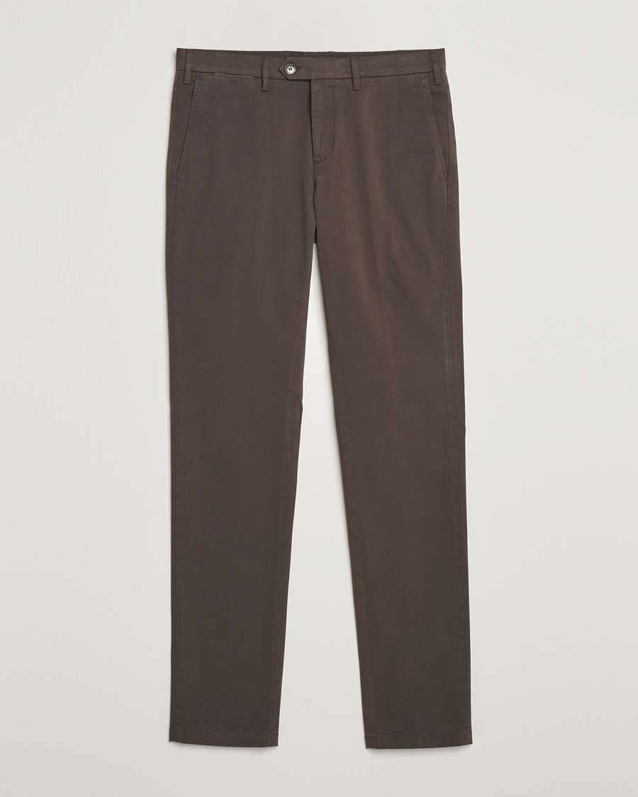 Hombres | Pantalones | Canali | Cotton Stretch Trousers Brown