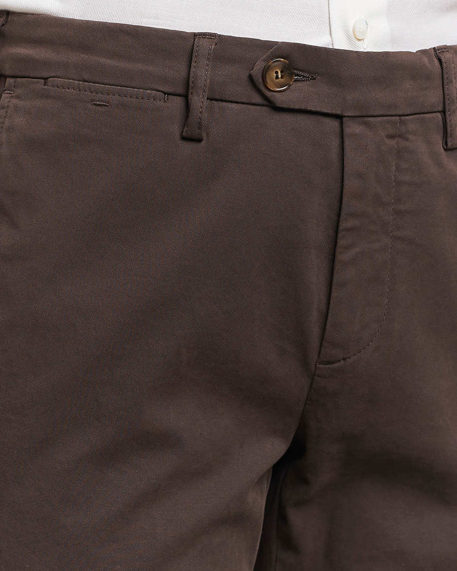 Hombres | Pantalones | Canali | Cotton Stretch Trousers Brown