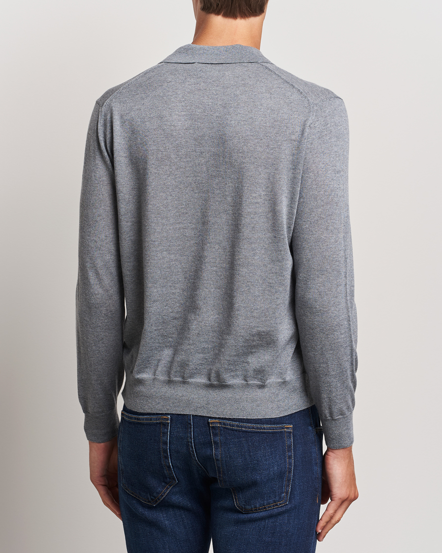 Hombres | Jerséis y prendas de punto | Canali | Merino Wool Knitted Polo Light Grey