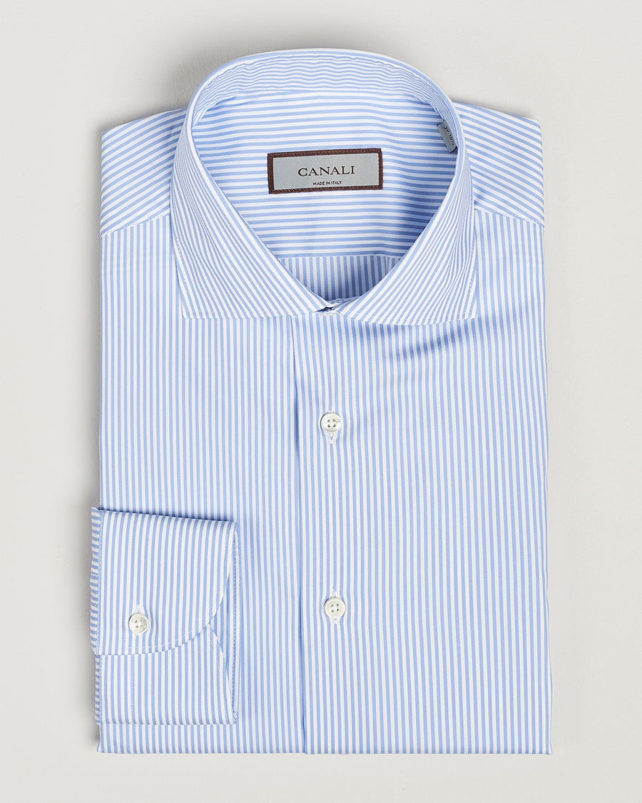 Hombres | Camisas | Canali | Slim Fit Cotton/Stretch Shirt Light Blue Stripe