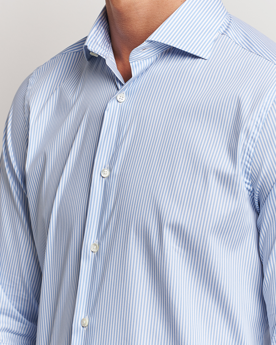 Hombres | Camisas | Canali | Slim Fit Cotton/Stretch Shirt Light Blue Stripe