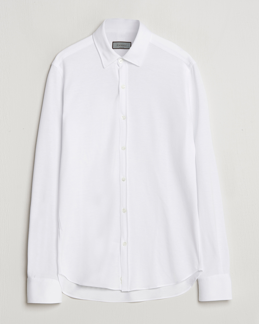 Hombres | Camisas | Canali | Slim Fit Stretch Piquet Shirt White