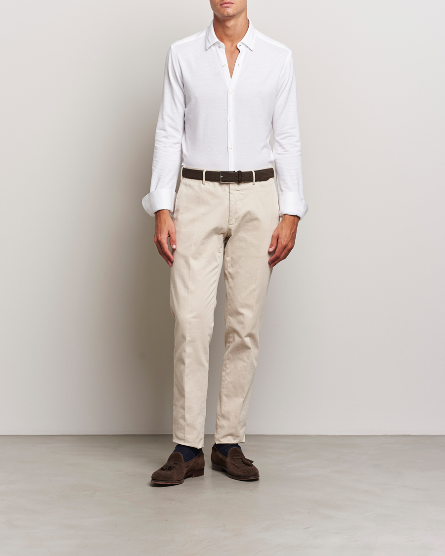 Hombres | Camisas | Canali | Slim Fit Stretch Piquet Shirt White