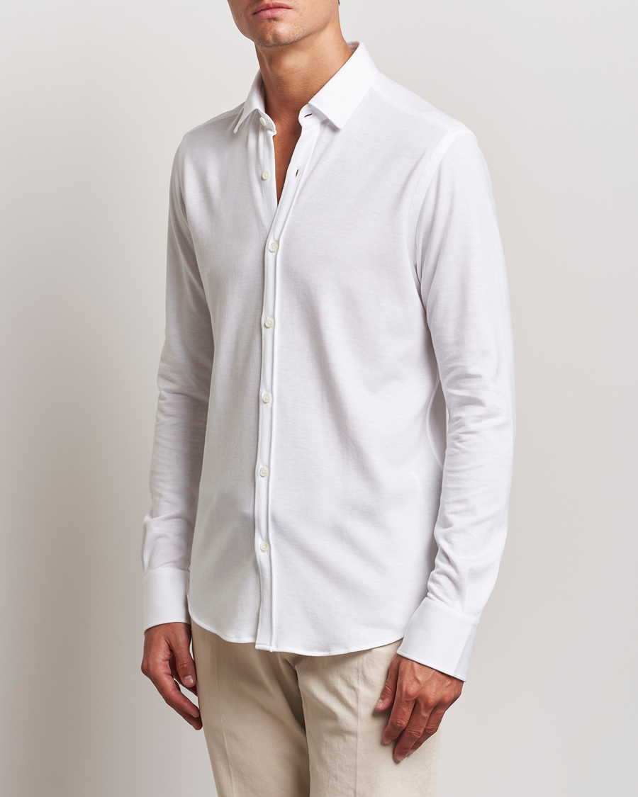 Hombres | Camisas | Canali | Slim Fit Stretch Piquet Shirt White