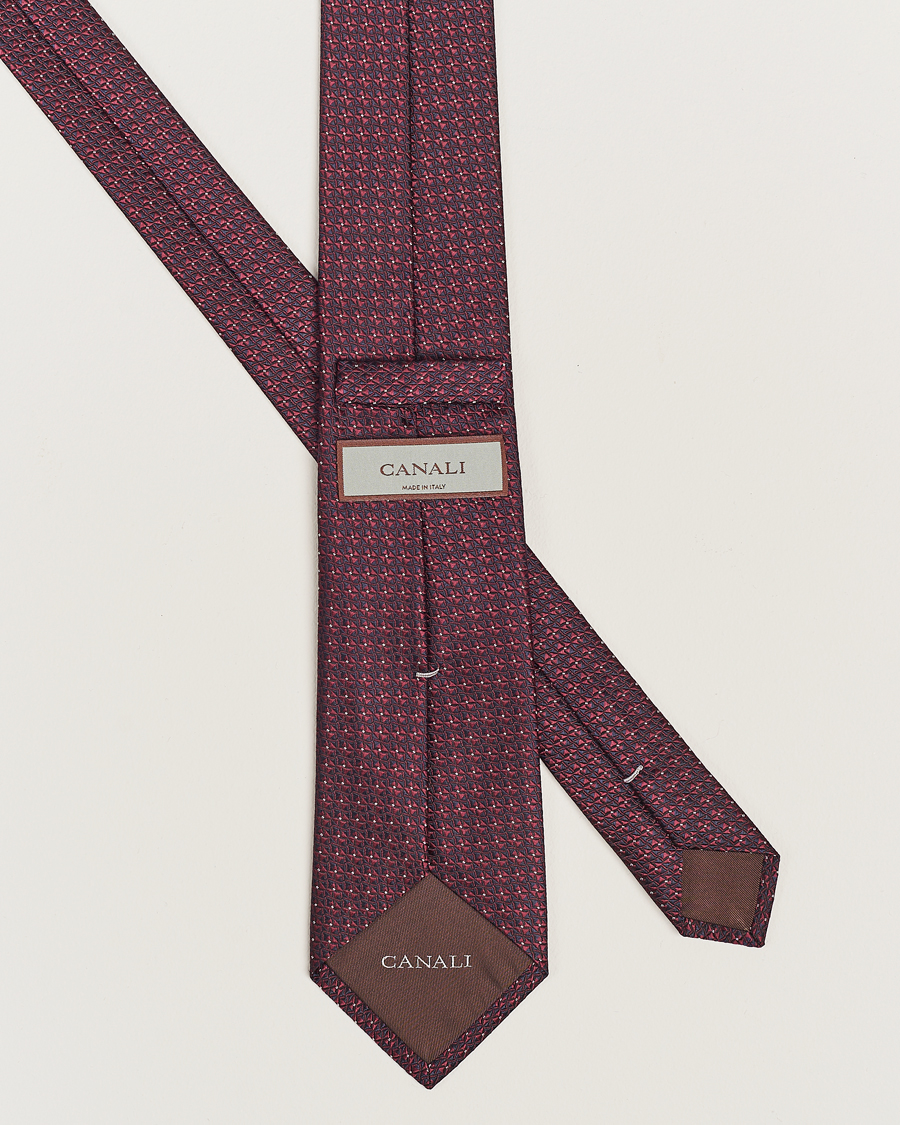 Hombres | Canali Jacquard Silk Tie Burgundy | Canali | Jacquard Silk Tie Burgundy