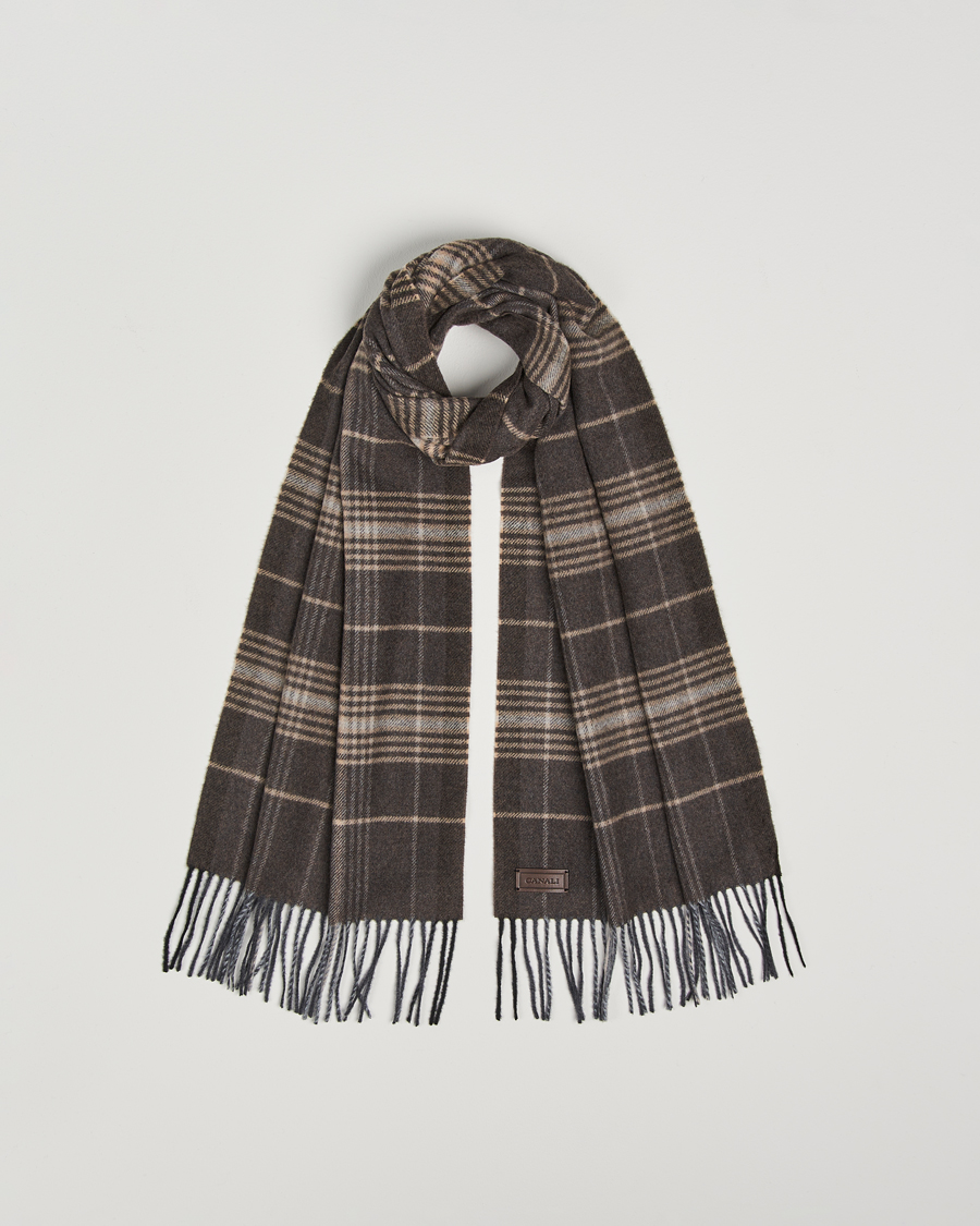 Hombres | Canali Check Wool Scarf Brown/Beige | Canali | Check Wool Scarf Brown/Beige