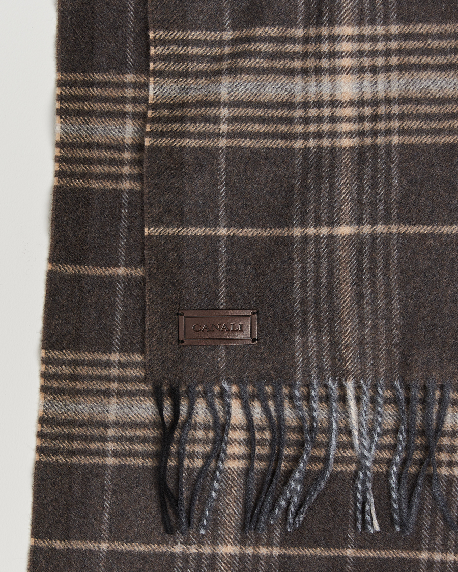 Hombres | Canali Check Wool Scarf Brown/Beige | Canali | Check Wool Scarf Brown/Beige