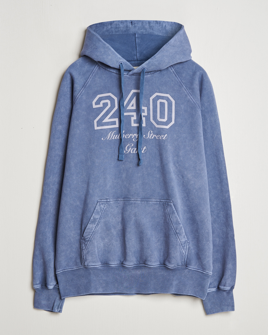 Hombres | Jerséis y prendas de punto | GANT 240 Mulberry Street | Vintage Washed Hoodie Dusty Blue Sea