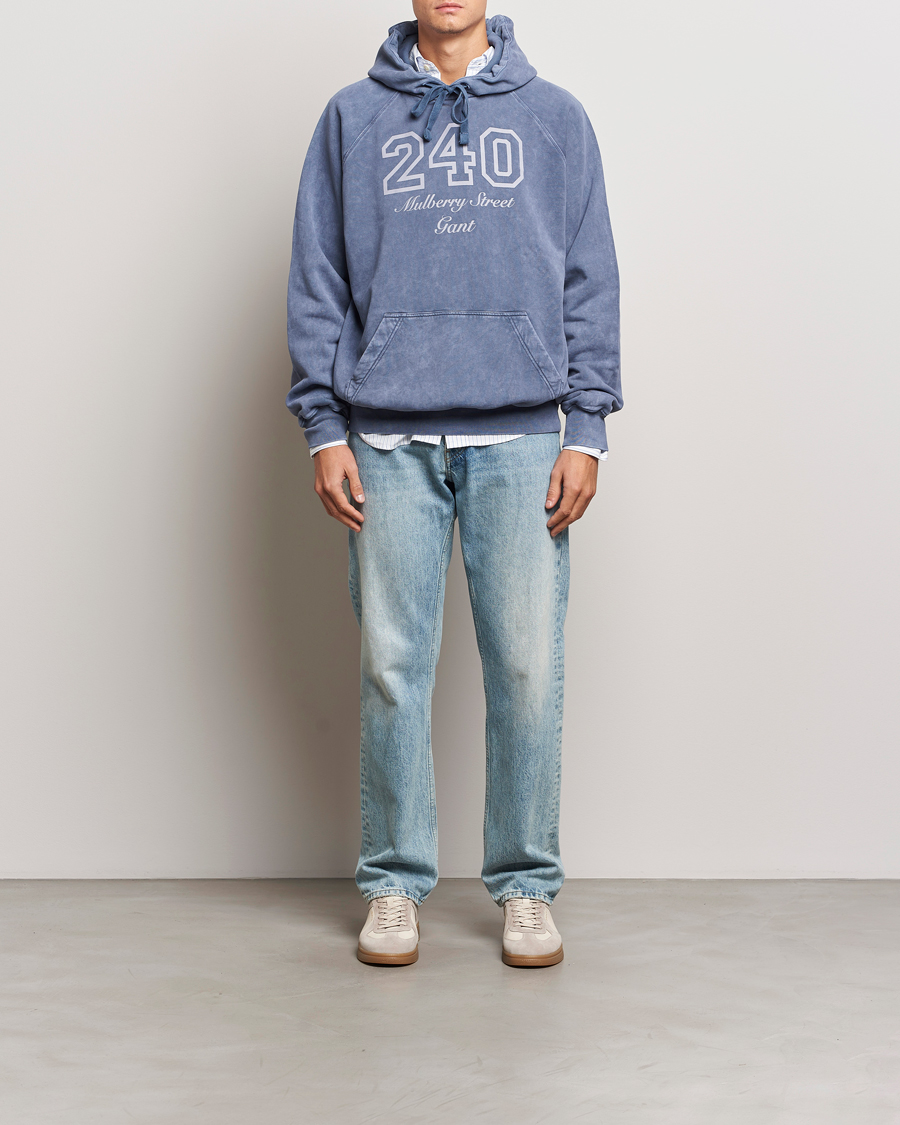 Hombres | Jerséis y prendas de punto | GANT 240 Mulberry Street | Vintage Washed Hoodie Dusty Blue Sea