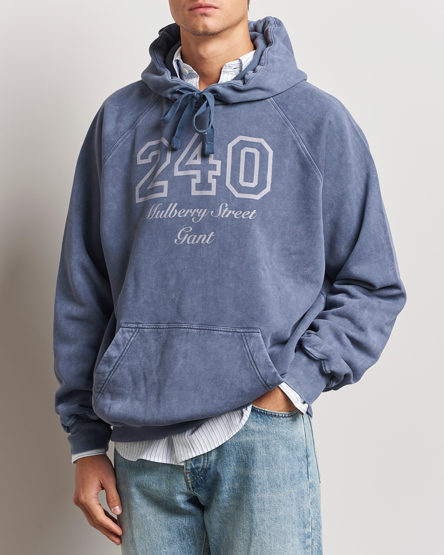 Hombres | Jerséis y prendas de punto | GANT 240 Mulberry Street | Vintage Washed Hoodie Dusty Blue Sea