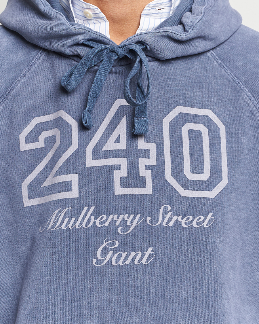 Hombres | Jerséis y prendas de punto | GANT 240 Mulberry Street | Vintage Washed Hoodie Dusty Blue Sea