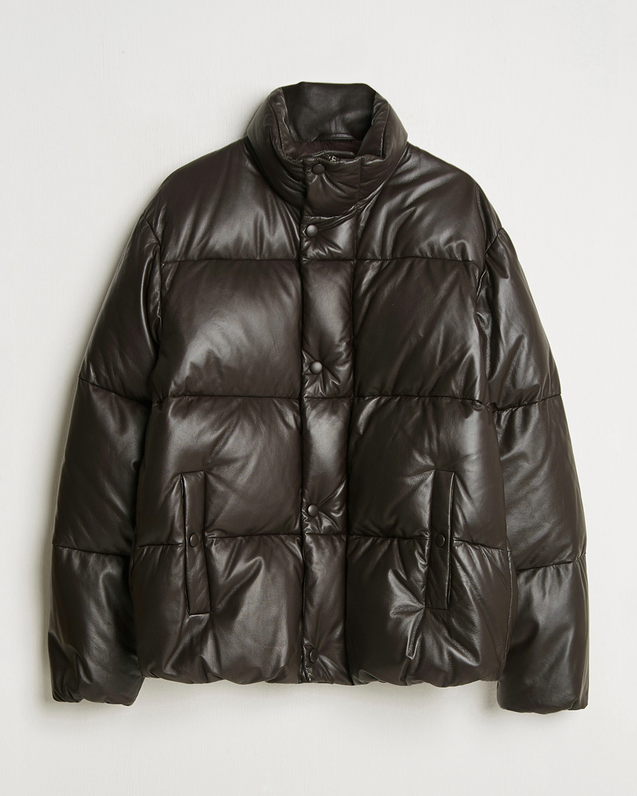 Hombres | Abrigos y chaquetas | GANT 240 Mulberry Street | Leather Down Puffer Jacket Deep Brown