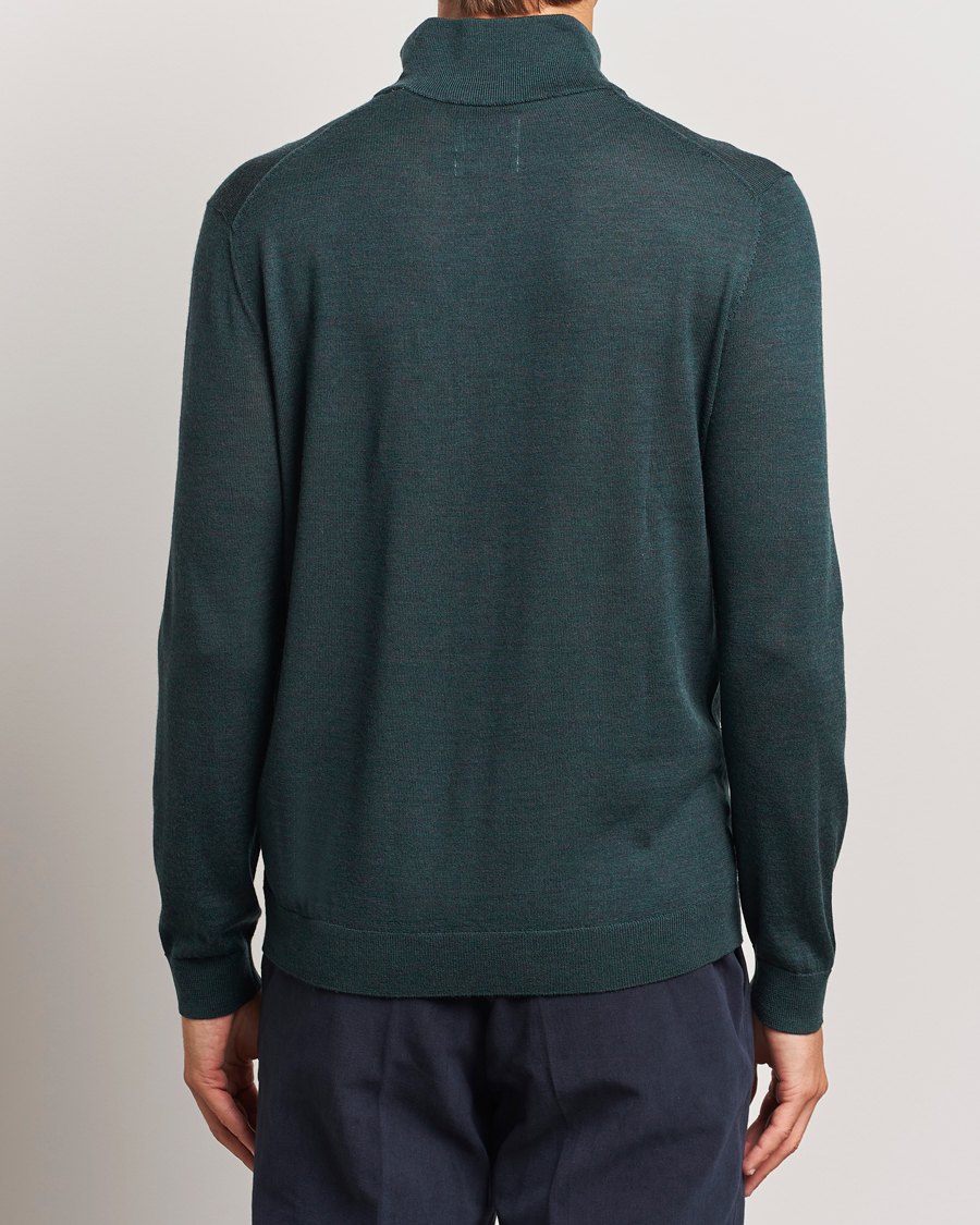 Hombres | Jerséis y prendas de punto | GANT | Extrafine Merino Wool Half Zip Tartan Green