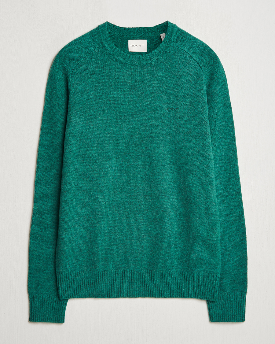 Hombres | Jerséis y prendas de punto | GANT | Wool Blend C-Neck Deep Forest Green