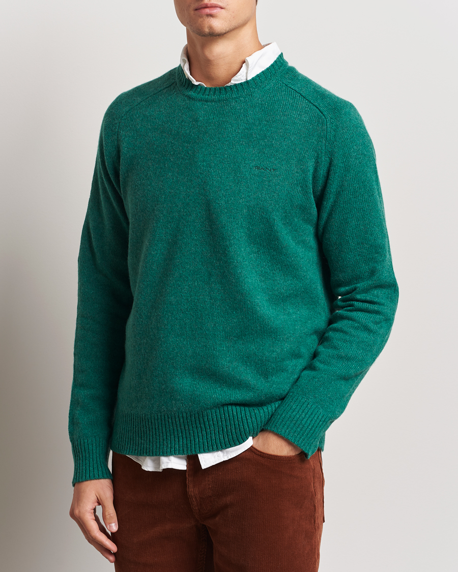 Hombres | Jerséis y prendas de punto | GANT | Wool Blend C-Neck Deep Forest Green
