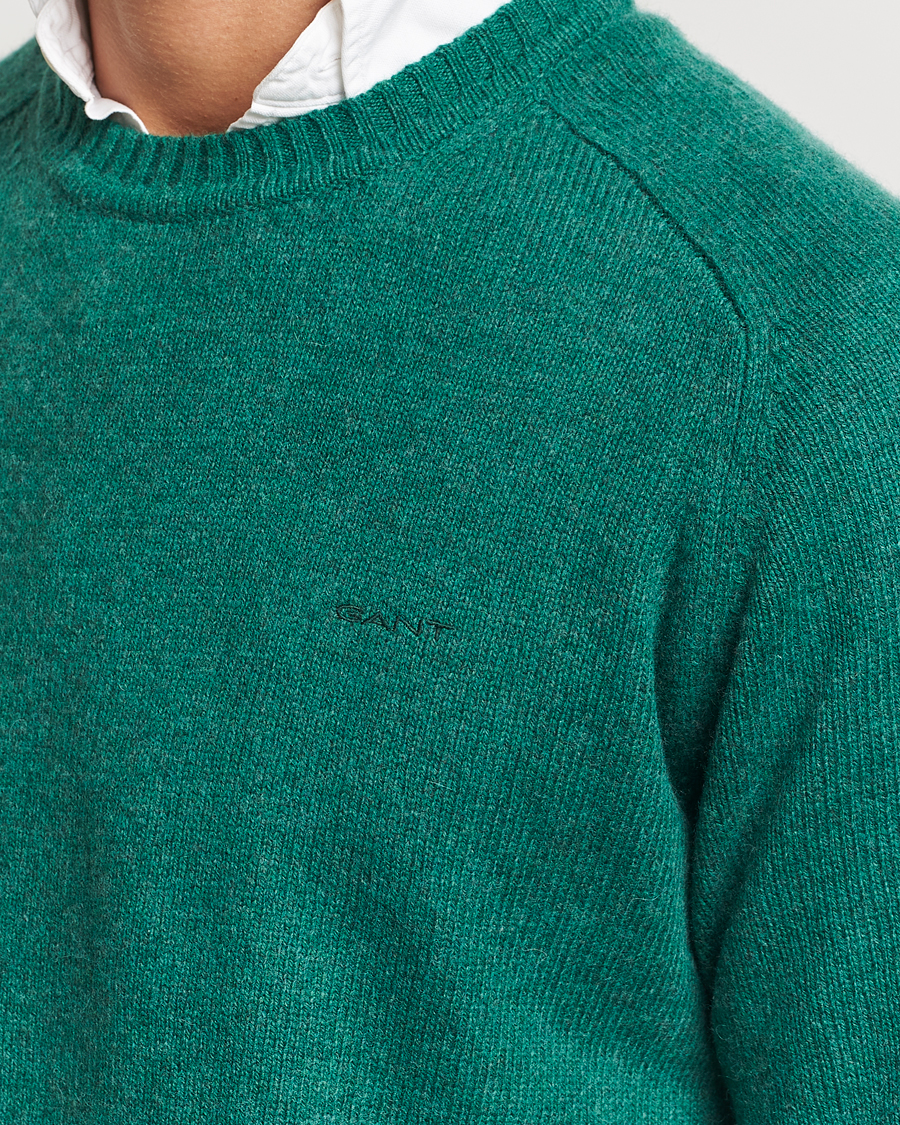 Hombres | Jerséis y prendas de punto | GANT | Wool Blend C-Neck Deep Forest Green