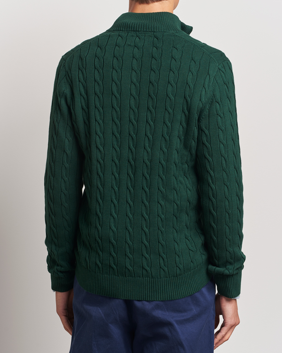 Hombres | Jerséis y prendas de punto | GANT | Cotton Cable Half Zip Tartan Green