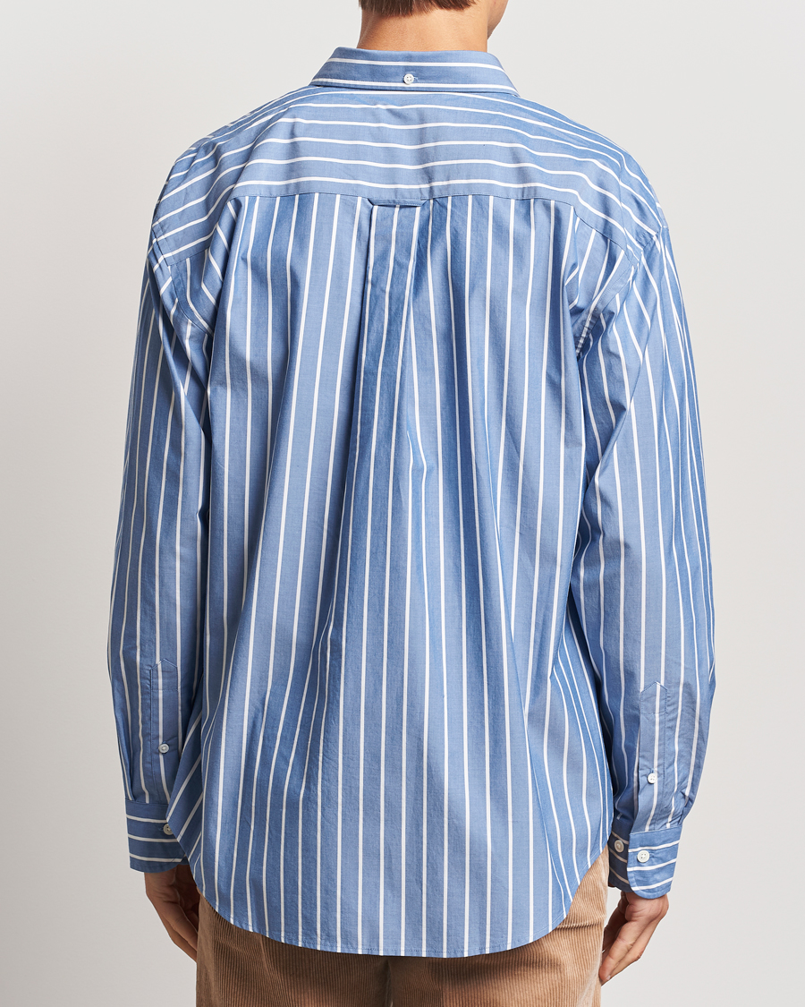 Hombres | Camisas | GANT | Rel Herigate Poplin Stripe Shirt Lapis Blue