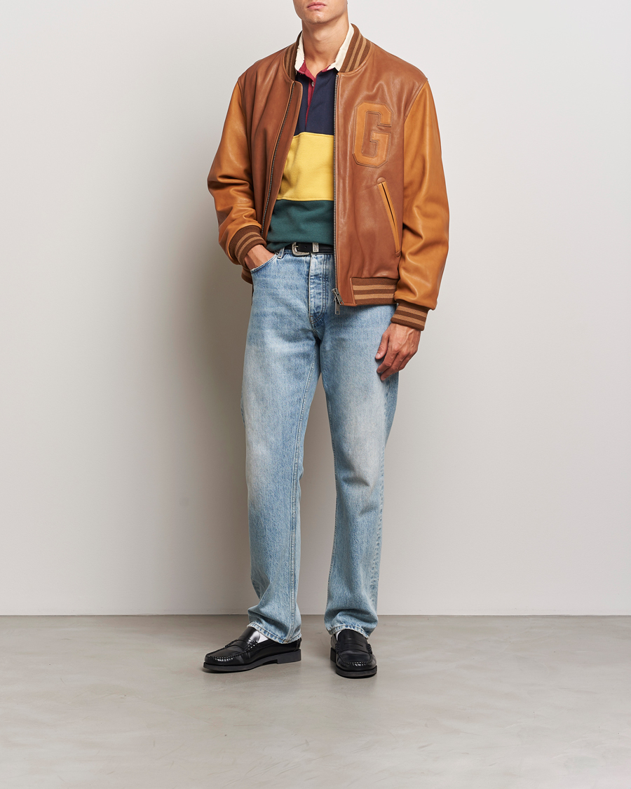 Hombres | Abrigos y chaquetas | Gant | Leather Varsity Jacket Brown Sugar