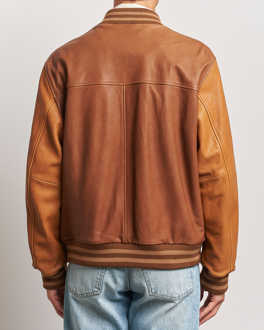 Hombres | Abrigos y chaquetas | GANT | Leather Varsity Jacket Brown Sugar
