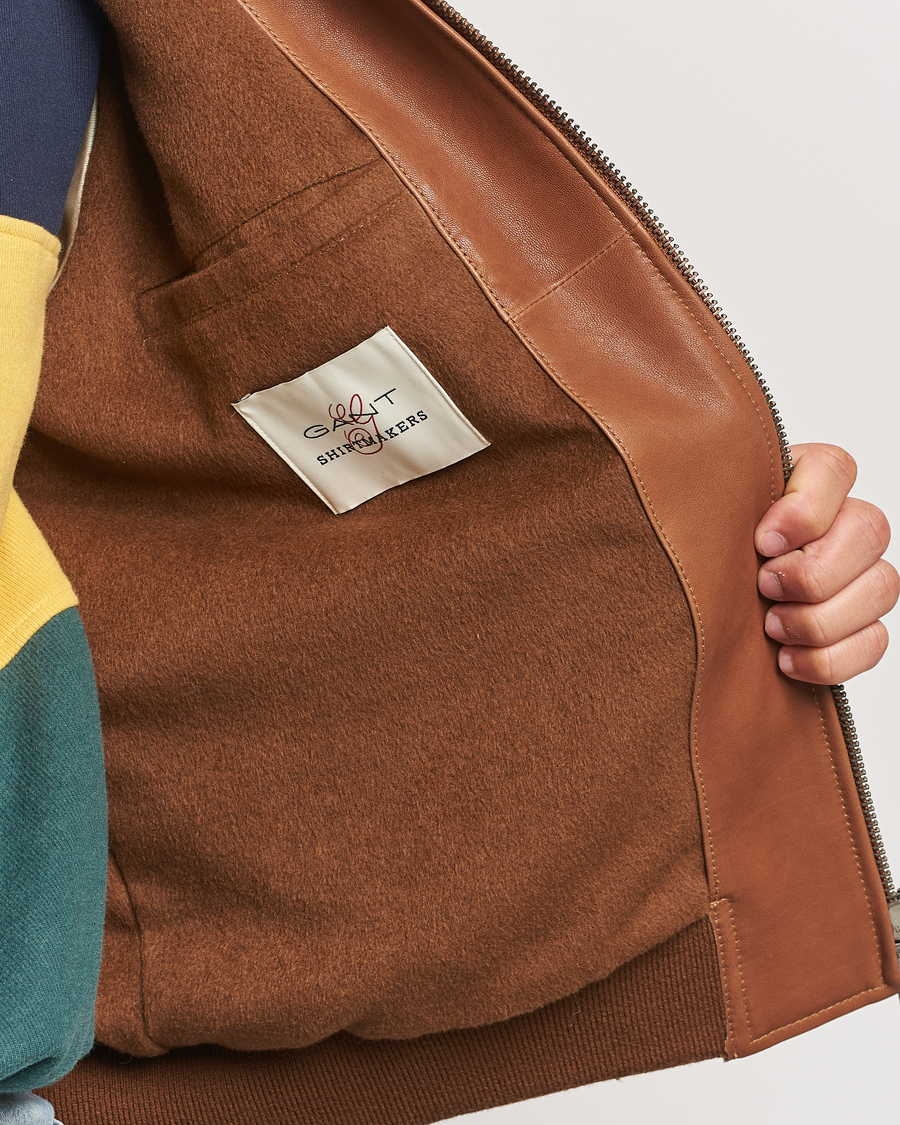Hombres | Abrigos y chaquetas | Gant | Leather Varsity Jacket Brown Sugar